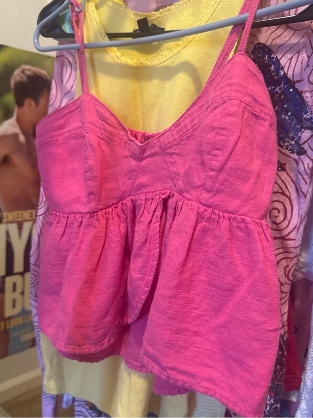 American Eagle Outfitters Hot Pink Peplum Crop Tank